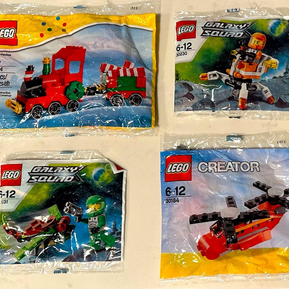 Lego 30230 30231 Galaxy Squad, Lego 30184 Creator and Lego 40034 Train